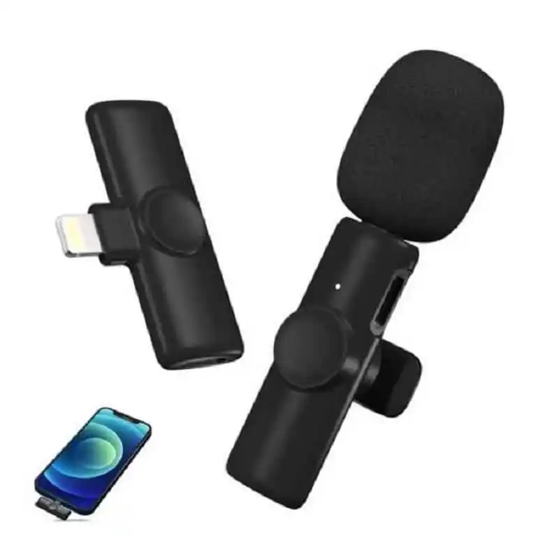 K9 Dual Microphone Plug Play USB-C Plug Wireless Lavalier Microphone with Lightning Adapter