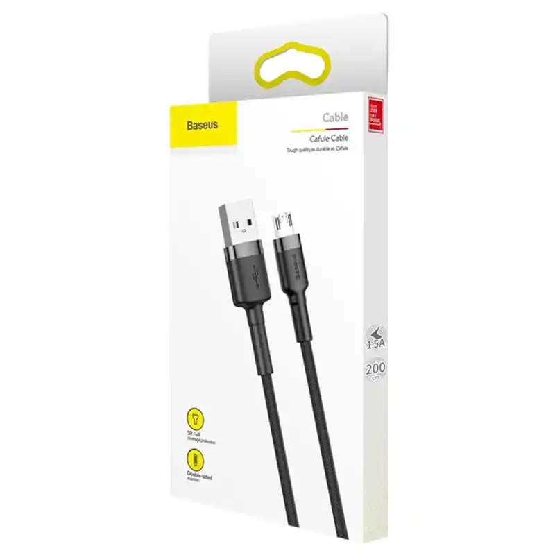 Baseus Cafule Cable USB for Micro 3.A 2M (CAMKLF-CG1) – Gray & Black