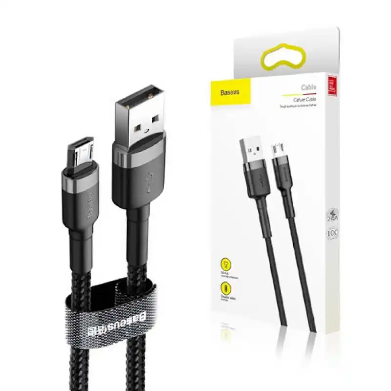 Baseus Cafule Cable USB for Micro 2.4A 1M (CALKLF-BG1) – Gray & Black