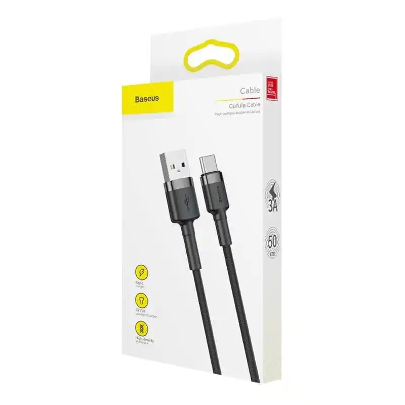 Baseus Cafule Cable USB for Type-C 2.4A 1M (CALKLF-BG1) – Gray & Black