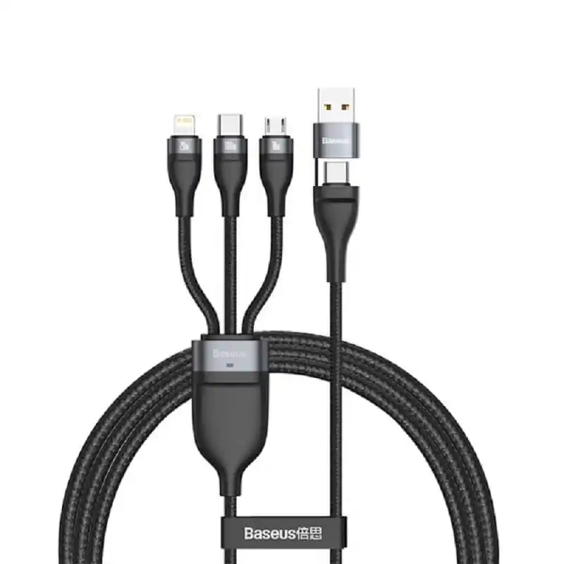 Baseus Flash Series Two-for-three Fast Charging 100W Data Cable 1.2m (CA2T3-G1) – Black