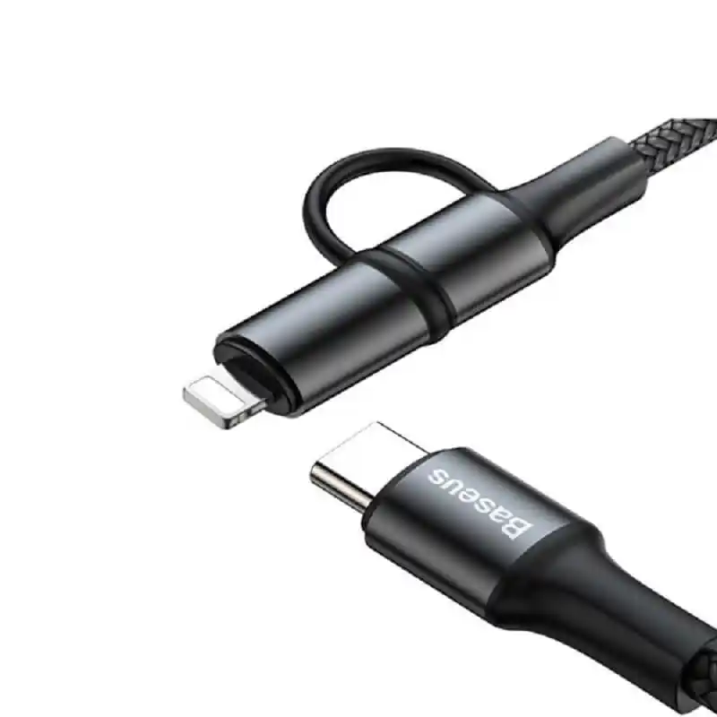 Baseus 2 in 1 3A Quick-charging 60W PD Type-C to [ Type-C & Lightning ] Data Cable