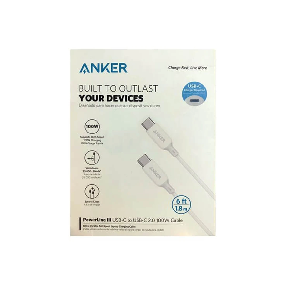 Anker PowerLine III USB-C to USB-C 100w Cable (6ft)