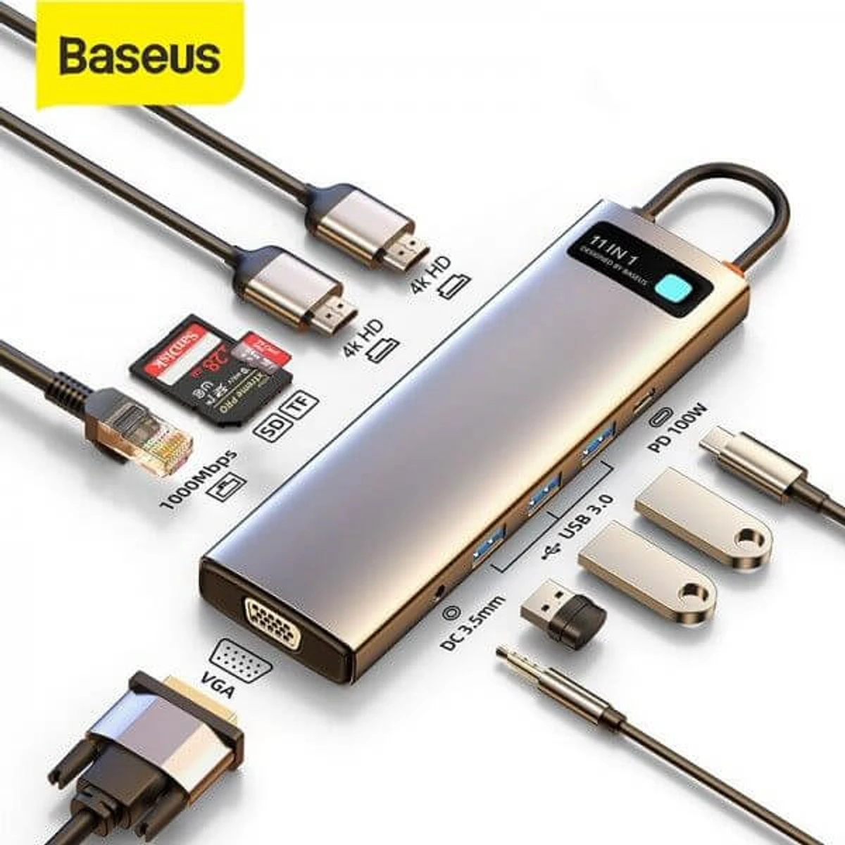 Baseus 11 in 1 Type-C USB-C Hub Adapter With 3 USB